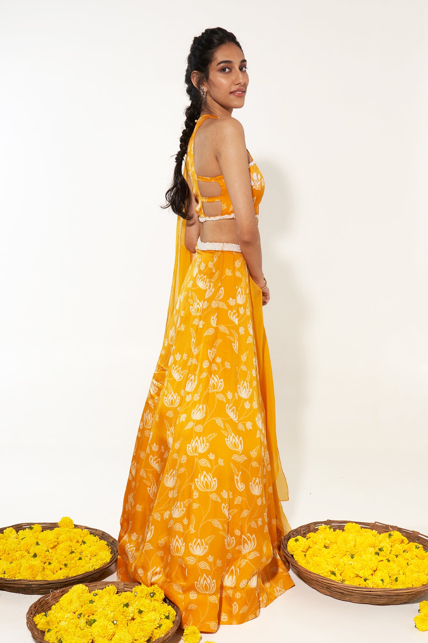 Yellow Floral Lehenga- Ready to Ship