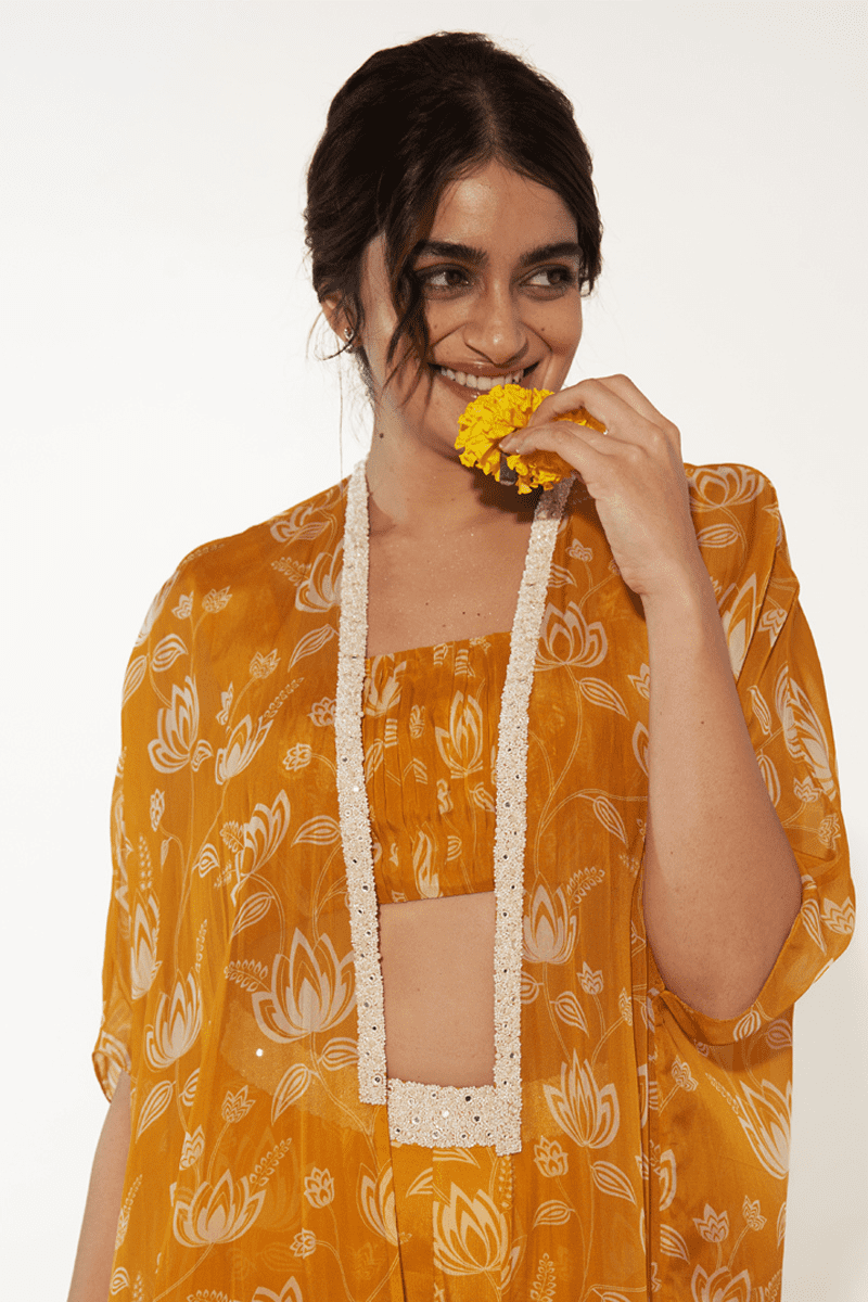 Mustard & White Cape Set- Ready to Ship