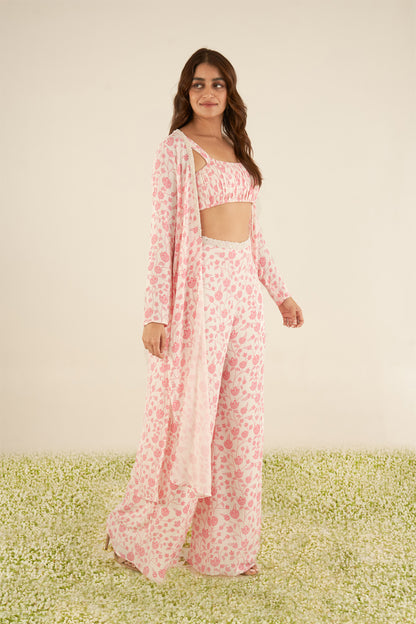 White & Pink Floral Cape Set- Ready to Ship