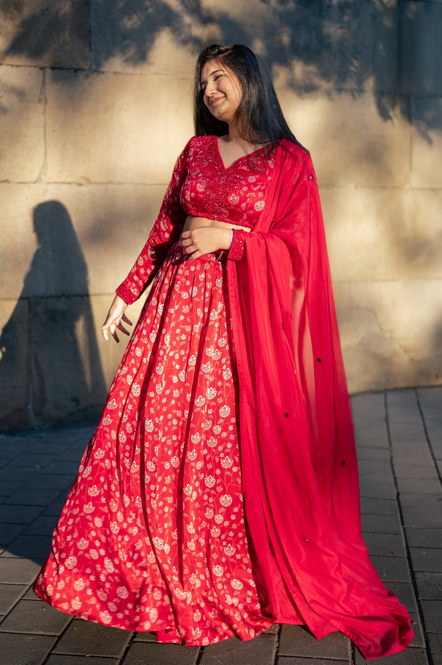 Red Floral Lehenga