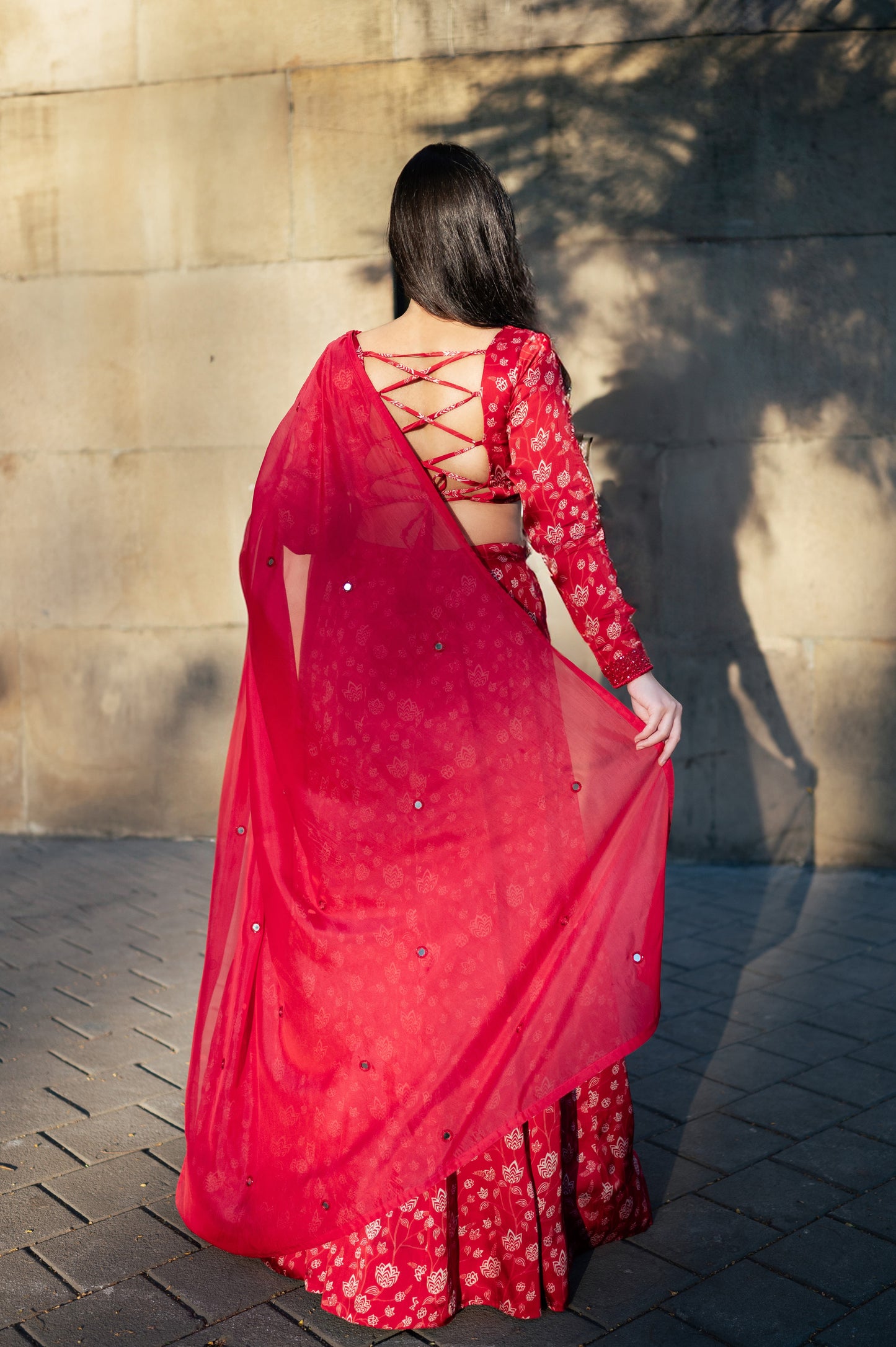 Red Floral Lehenga
