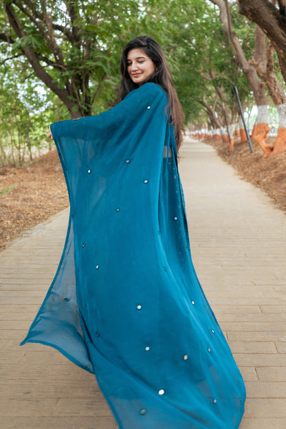 Teal Floral Lehenga- Ready to Ship