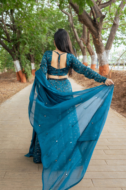 Teal Floral Lehenga- Ready to Ship