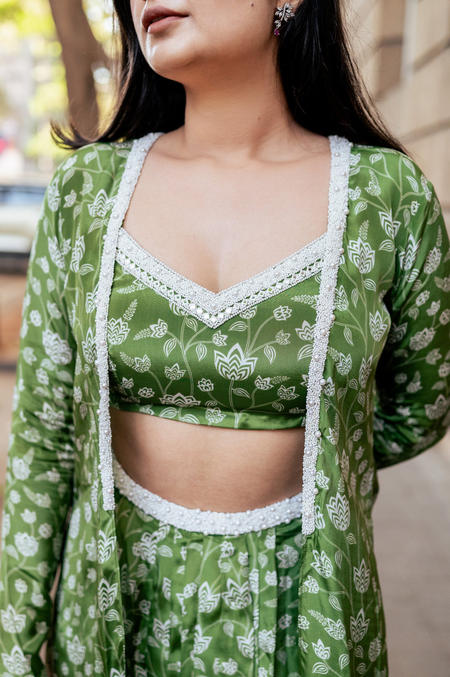 Olive Green Skirt Set