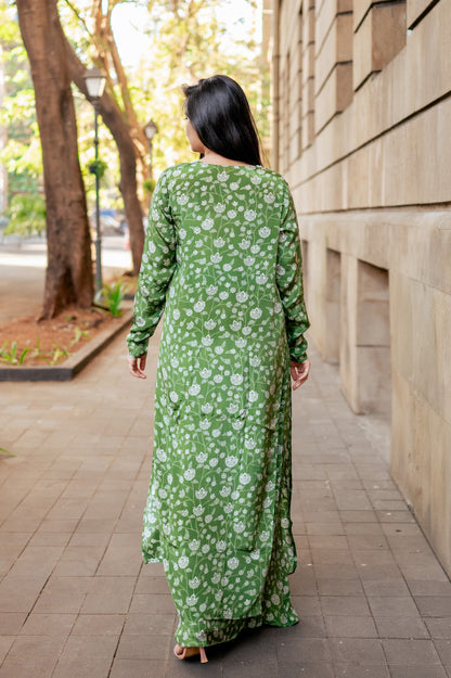 Olive Green Skirt Set