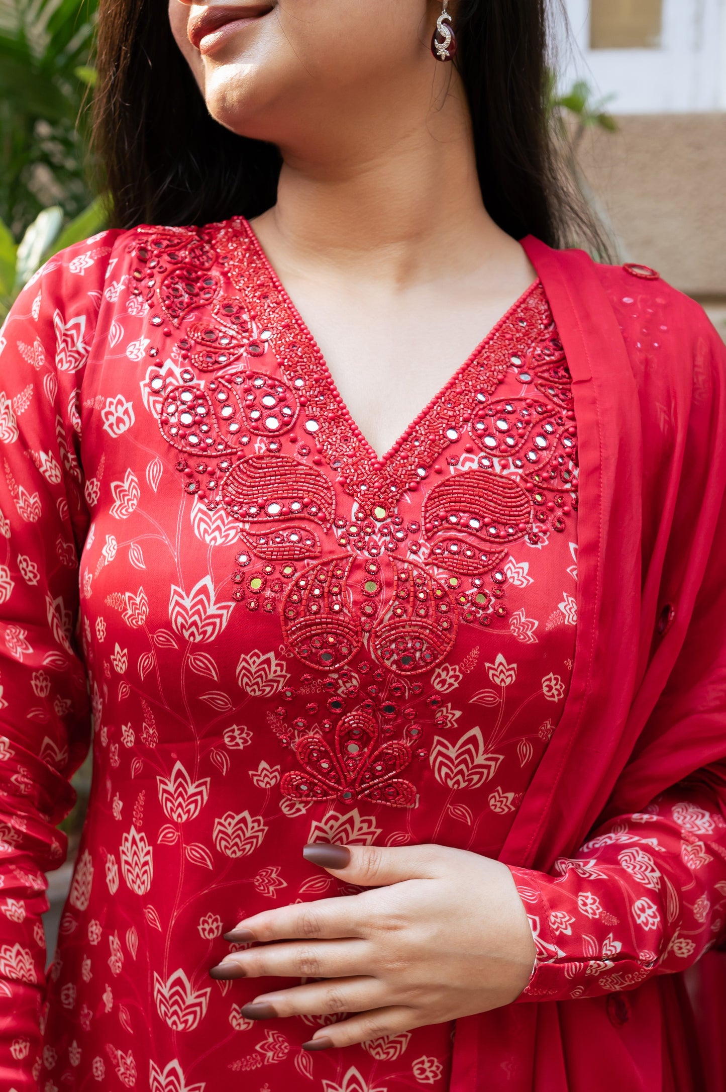 Red Floral Kurta Set- Ready to Ship
