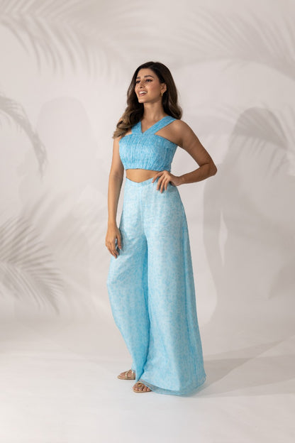 Co-ord-Hand Pleated Crop Top & Pants