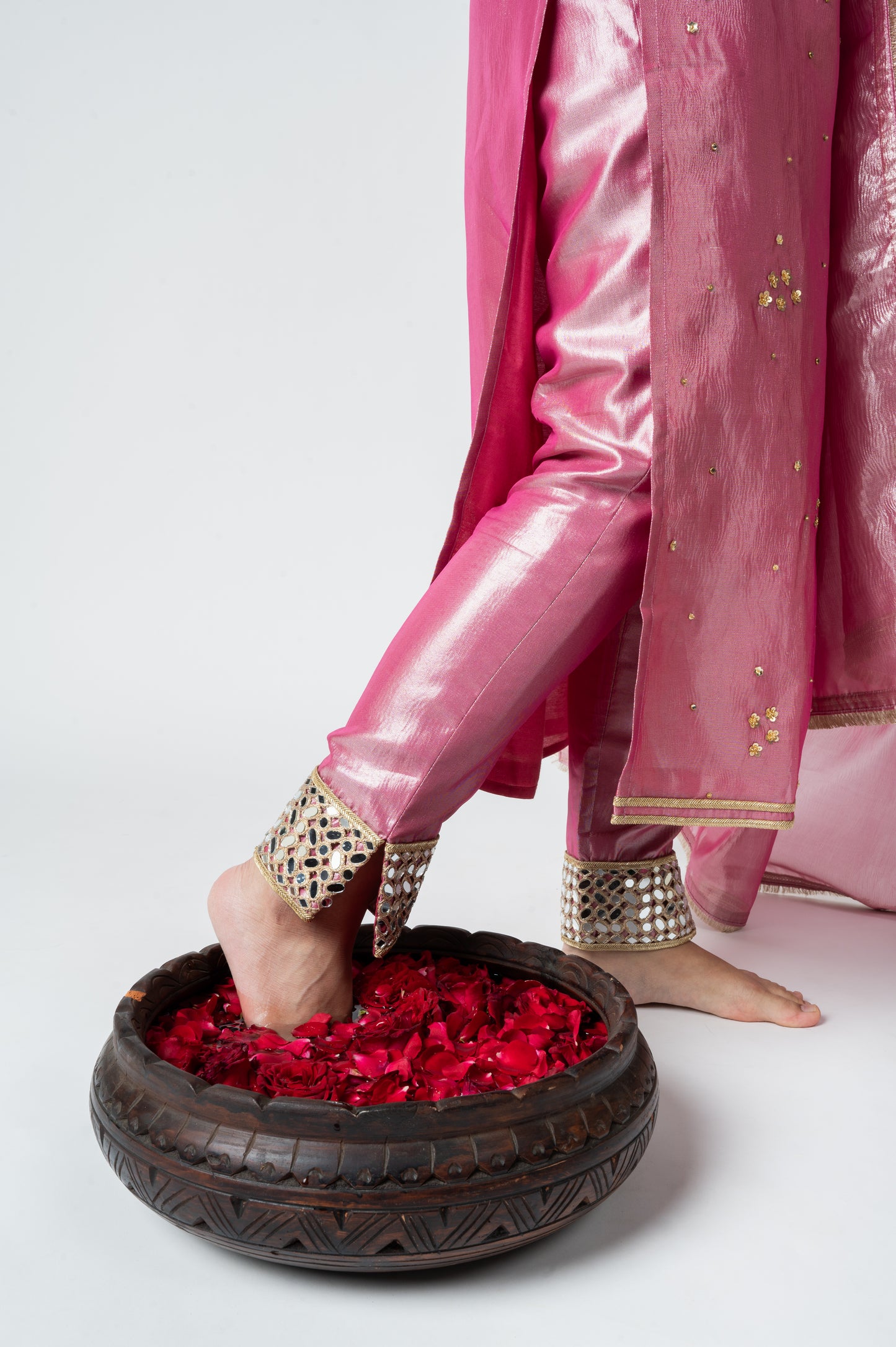 Purple Crushed Tissue Kurta Set