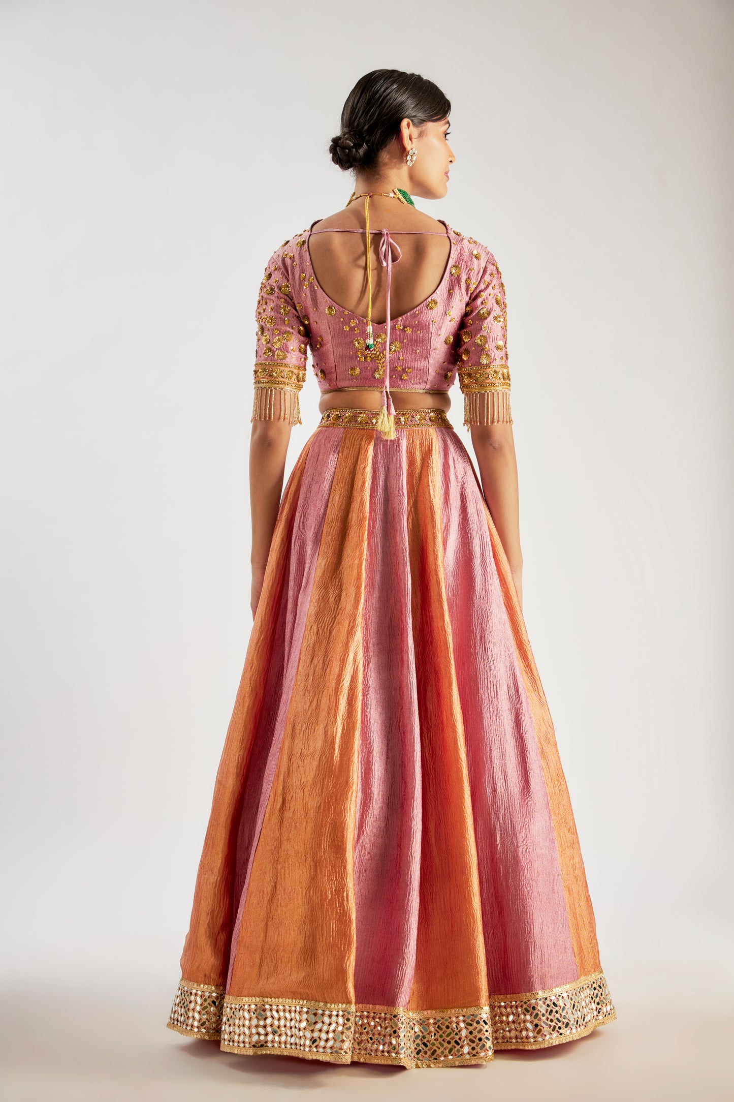 Multi-Color Crushed Tissue Silk Lehenga