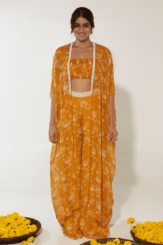 Mustard & White Cape Set