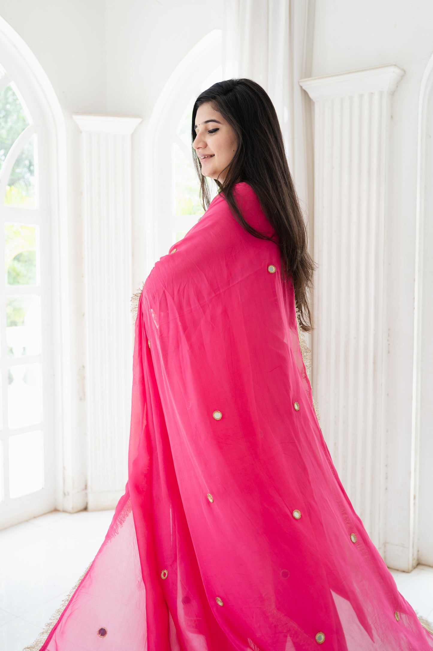 Chanderi Dark Pink Kurta Set