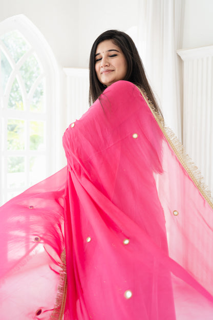 Chanderi Dark Pink Kurta Set