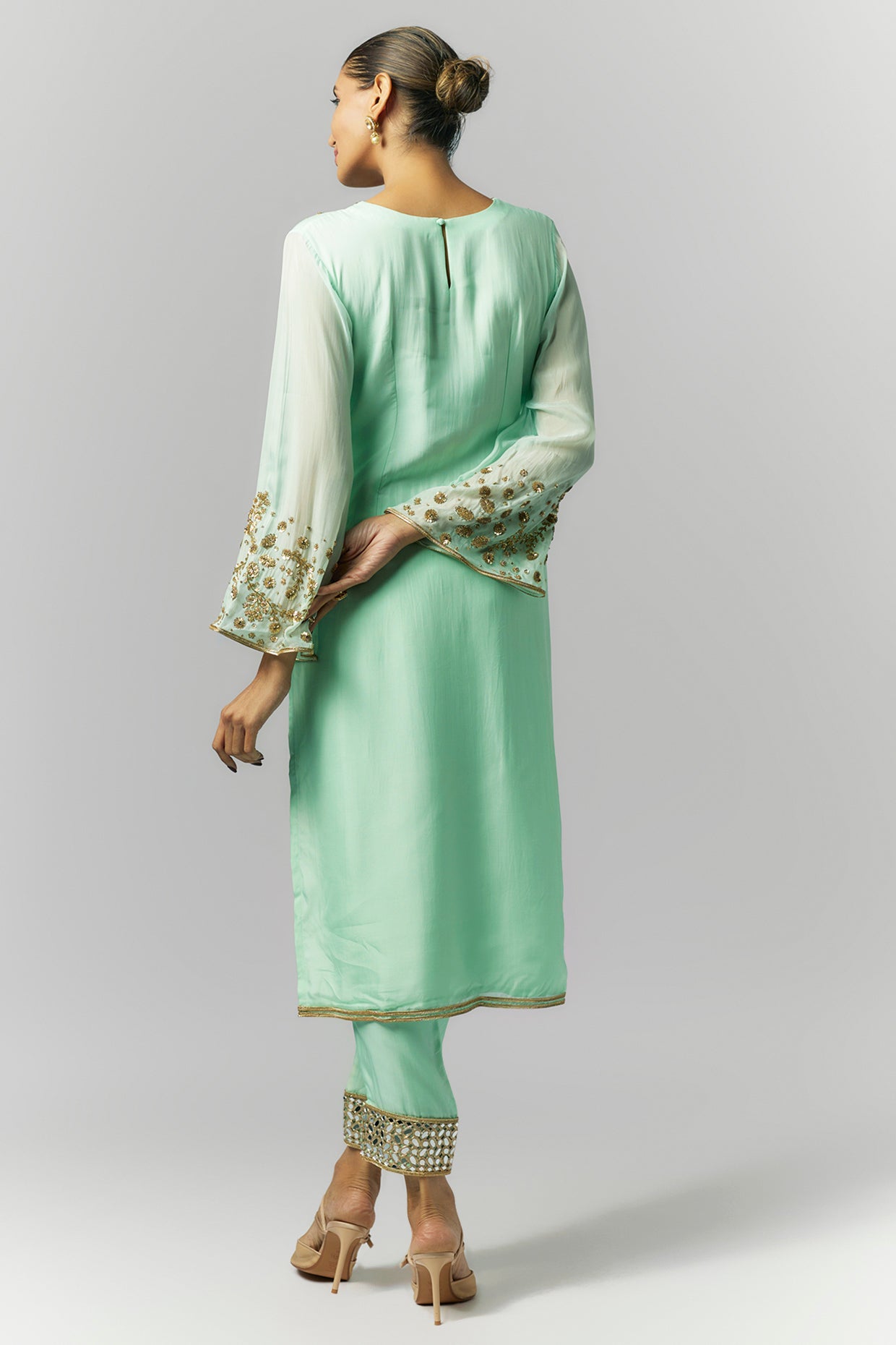 Mint Green Organza Kurta Set- Ready to Ship