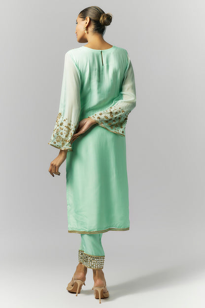 Mint Green Organza Kurta Set- Ready to Ship