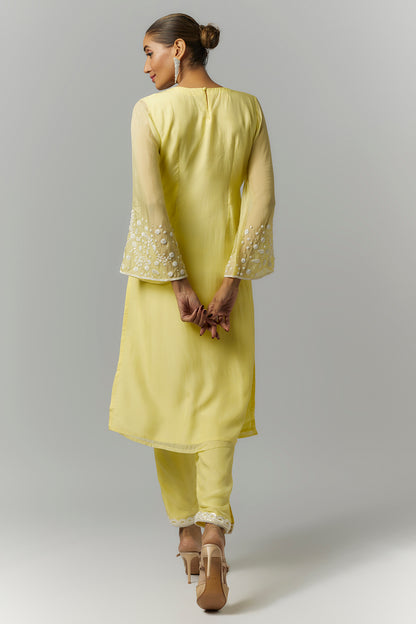 Butter Yellow Organza Kurta Set- Ready to Ship