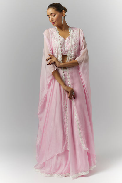 Lilac Cape Lehenga Set- Ready to Ship