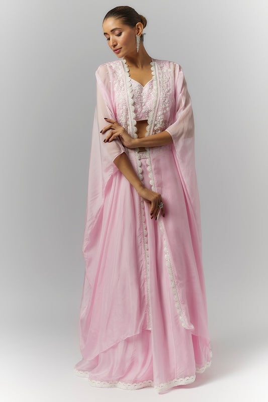 Lilac Cape Lehenga Set- Ready to Ship