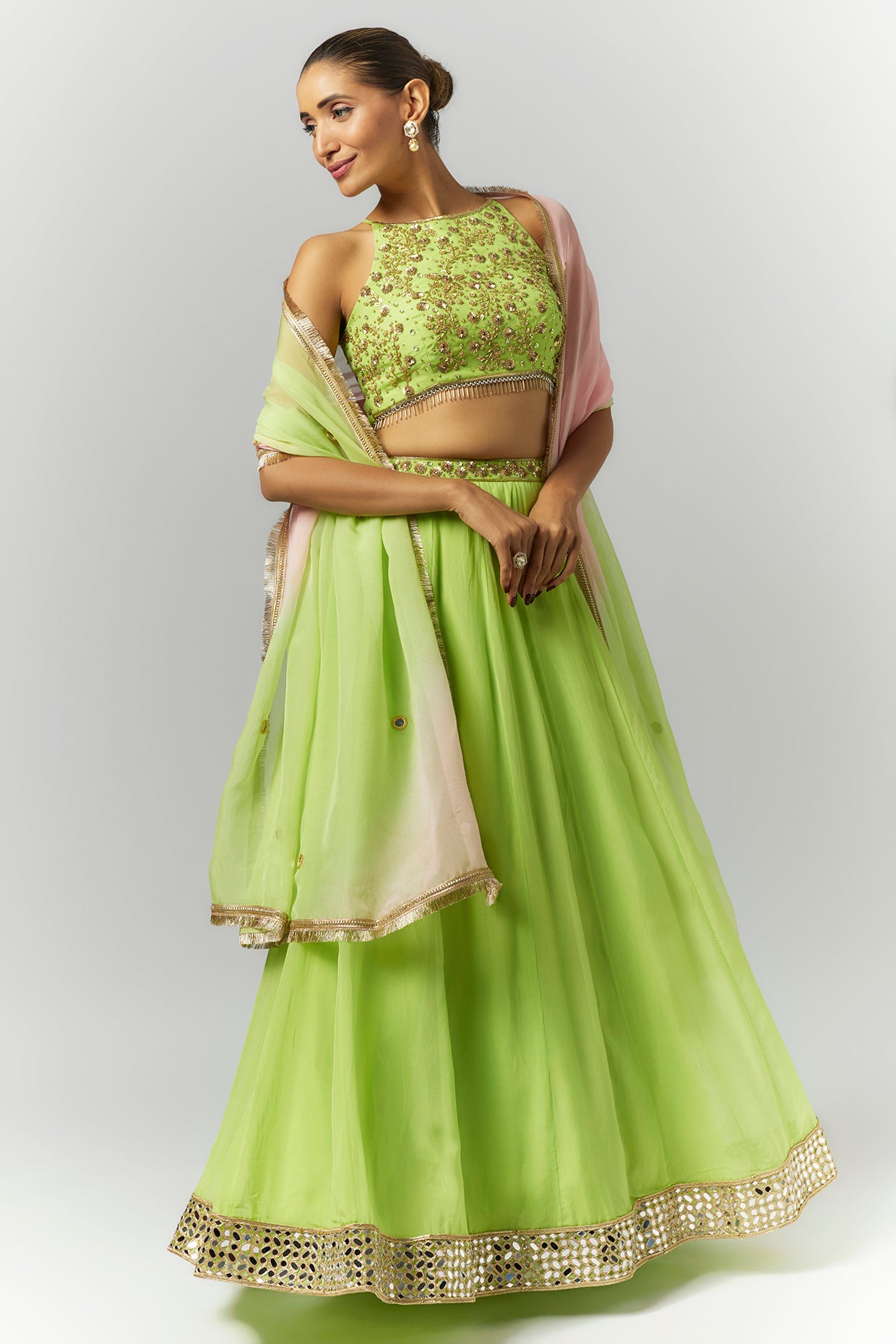 Parrot Green Lehenga Set- Ready to Ship